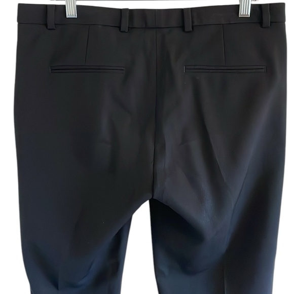 The Kooples Wool Pants Trousers Pleated Mid Rise Lamb Leather Trim Black 10 - Picture 5 of 8